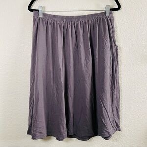 Sundance Gray Jersey Knit Elastic Waist Midi Skirt with Pockets | Size XL
